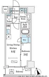 ジオエント早稲田 1LDKの間取図画像