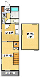コーポIOROI 1DKの間取図画像