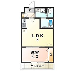 アッシュメゾン歌島橋4 1LDKの間取図画像