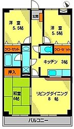 ベルヴィル 3LDKの間取図画像