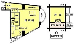 ルネス・カトー壱番館 ワンルームの間取図画像