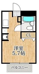 ガーデンハイム 2階ワンルームの間取り