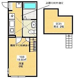 JR横浜線 古淵駅 徒歩7分の賃貸アパート 1階1Kの間取り