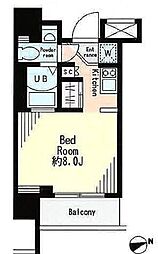 レジディア市谷薬王寺 11階ワンルームの間取り