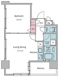 レジディア広尾南 1LDKの間取図画像