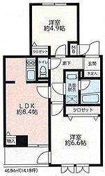 アゴラビル 2階2LDKの間取り