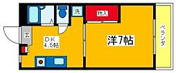 パレドール・2 1DKの間取図画像