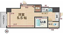 ロイヤルライオンヴィレッジパート5 ワンルームの間取図画像