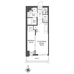 クレストコート白金高輪 3階1LDKの間取り