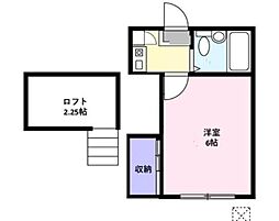 イエローキャッスル 1Kの間取図画像