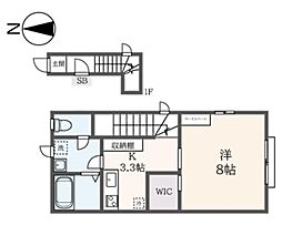 クレール新町 1Kの間取図画像