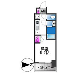 プレリス北巽駅前ラバルス 1Kの間取図画像