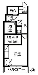 フォルティーナ戸田 1Kの間取図画像