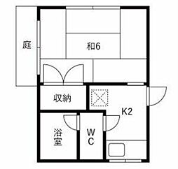 リバーハイツ 1Kの間取図画像