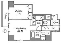 エヌステージ両国 9階1LDKの間取り