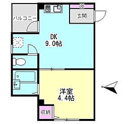 モリビル 4階1DKの間取り