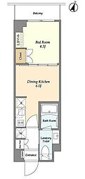 ベルファース駒沢三丁目 1DKの間取図画像