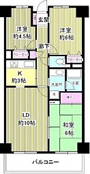クレストヒル中野木 3LDKの間取図画像