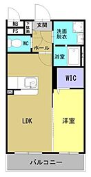 フルール 2階1LDKの間取り