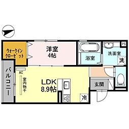 JR片町線(学研都市線) 鴫野駅 徒歩6分の賃貸アパート 2階1LDKの間取り