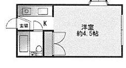 プラザドゥソフィアB棟 1階ワンルームの間取り
