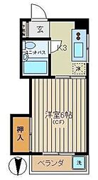 コーポ勝田 1Kの間取図画像