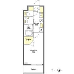 プライムメゾン市谷山伏町 1階1Kの間取り