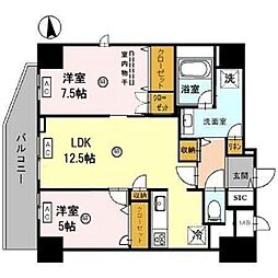 玉造Base 2LDKの間取図画像