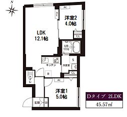 レピュア旗の台レジデンス 2LDKの間取図画像