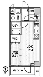 シーズンフラッツ押上テラス 2階1LDKの間取り