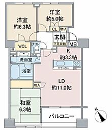 アトラスシアンズ東戸塚 3LDKの間取図画像