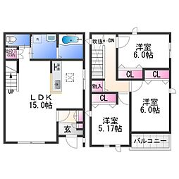 JR紀勢本線 紀三井寺駅 4kmの賃貸一戸建て 2階3LDKの間取り