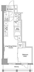 ザ・パークハビオ日本橋箱崎町 1LDKの間取図画像
