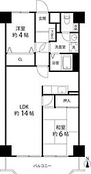 T'sgarden越谷大袋 2LDKの間取図画像