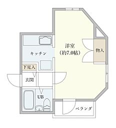 ドエルパラシオン 1階1Kの間取り