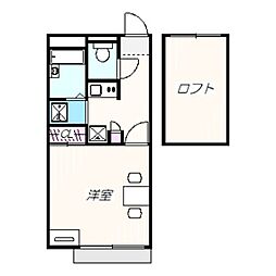 レオパレスプレンティ浜寺 1Kの間取図画像