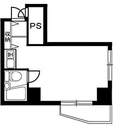 スカイコート後楽園第2 4階ワンルームの間取り