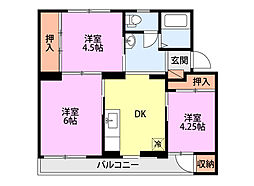 ヴィラナリー新発田 3DKの間取図画像