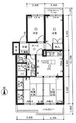 チサンマンション今宿 4DKの間取図画像
