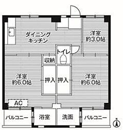 ビレッジハウス小比企3号棟 1階3DKの間取り