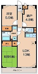 ハイツ井出 2階2SLDKの間取り