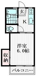 クレストハイツ 1Kの間取図画像