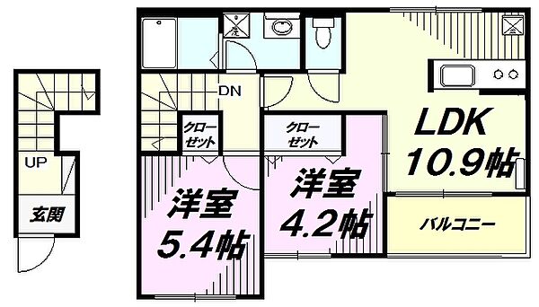 東京都八王子市横川町(賃貸アパート2LDK・2階・49.19㎡)の写真 その2