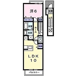 メルヴェイユーパルファンC 1LDKの間取図画像
