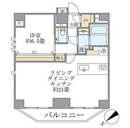 ルネサンス赤坂プレミアムコート 11階1LDKの間取り