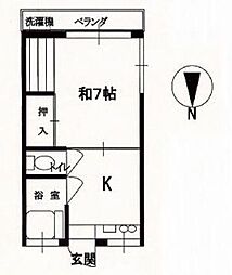 守屋荘 1Kの間取図画像