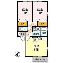グリーンアヴェニューA 2DKの間取図画像