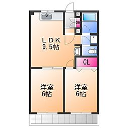 メゾン・ド・タカ 2LDKの間取図画像