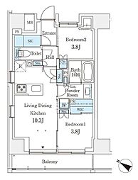 テラス駒込イースト 2LDKの間取図画像