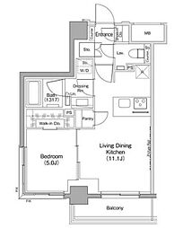 ザ・パークハビオ住吉 1LDKの間取図画像
